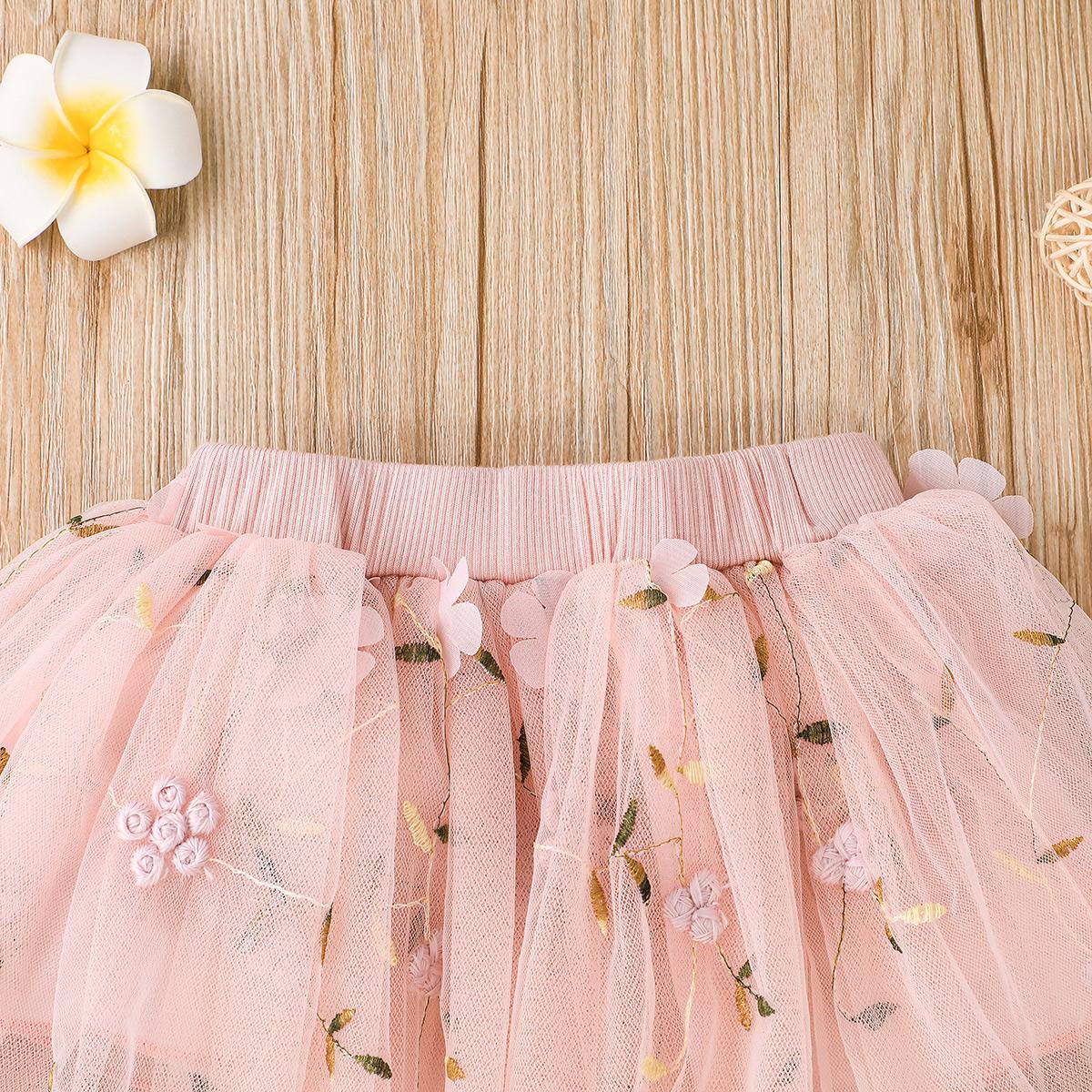 Baby Girls Outfits Straps Bow Tops For Summer Gauze Skirts 2Pcs Clothes Set Pink HE22325A