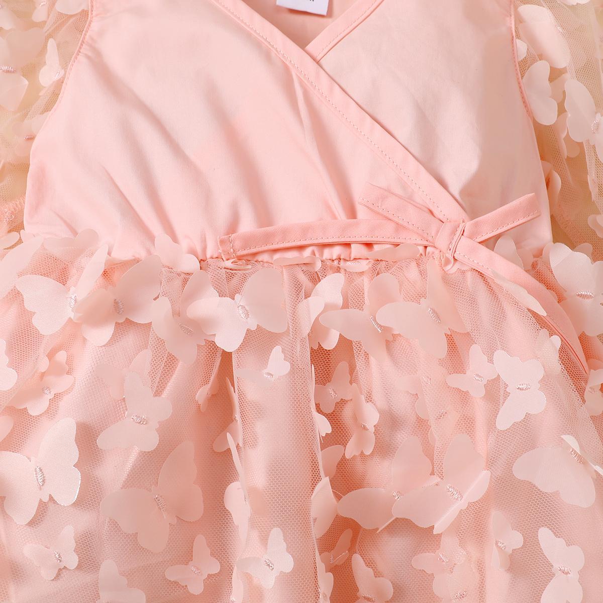 Baby Girls Outfits Splice Gauze Dress +Headband 2Pcs Clothes Set,Pink 22105421