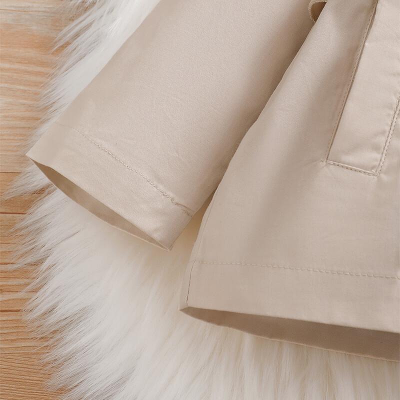 Infant Kids Girls Clothes Kids Girls Long Sleeve Lapel Coat Tops Baby Girl Fall Winter Coat Tops ApricotTT-SH-22107515
