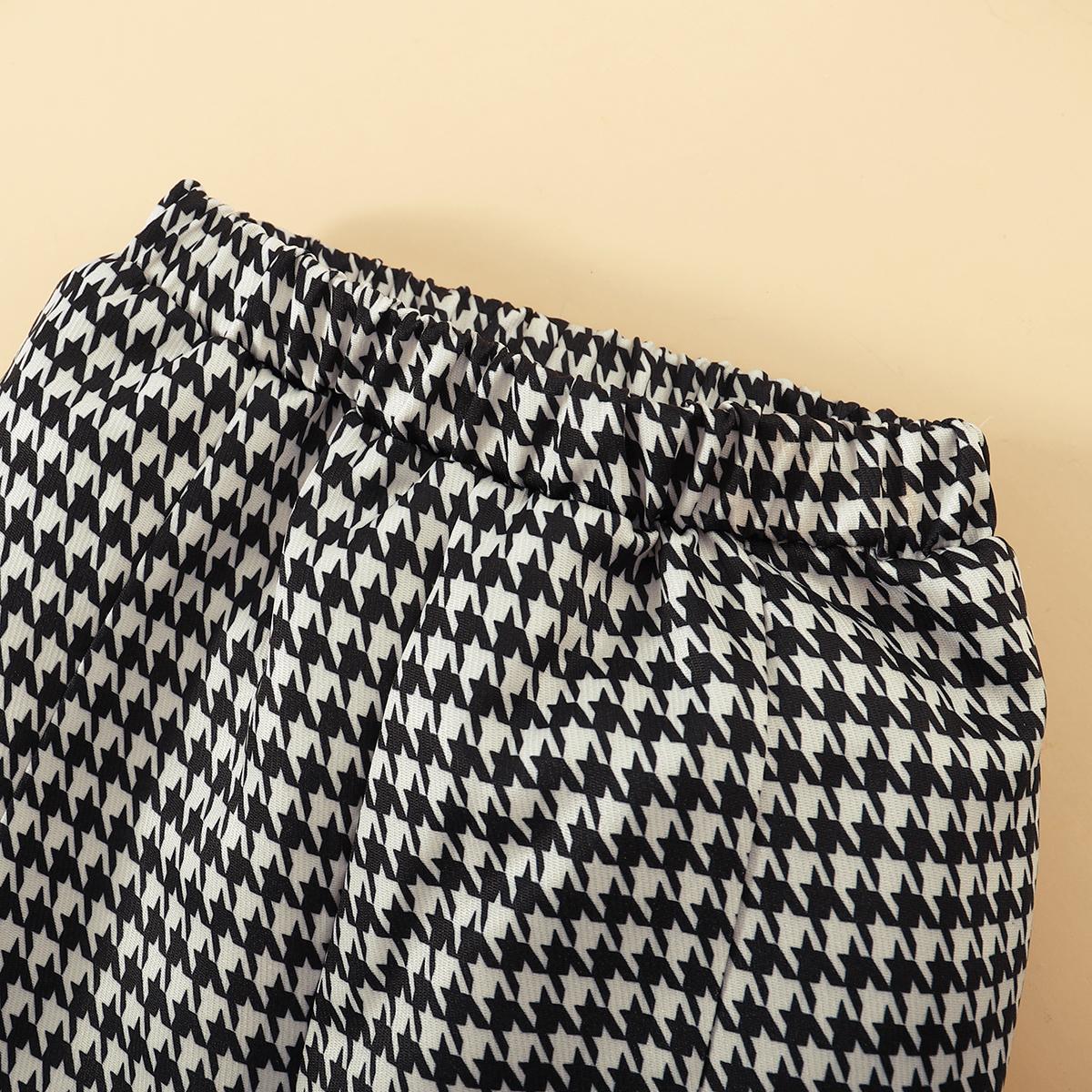 Baby Girls Outfits Heart Houndstooth Long Sleeve Pants 2Pcs Clothes Set Black 122208604