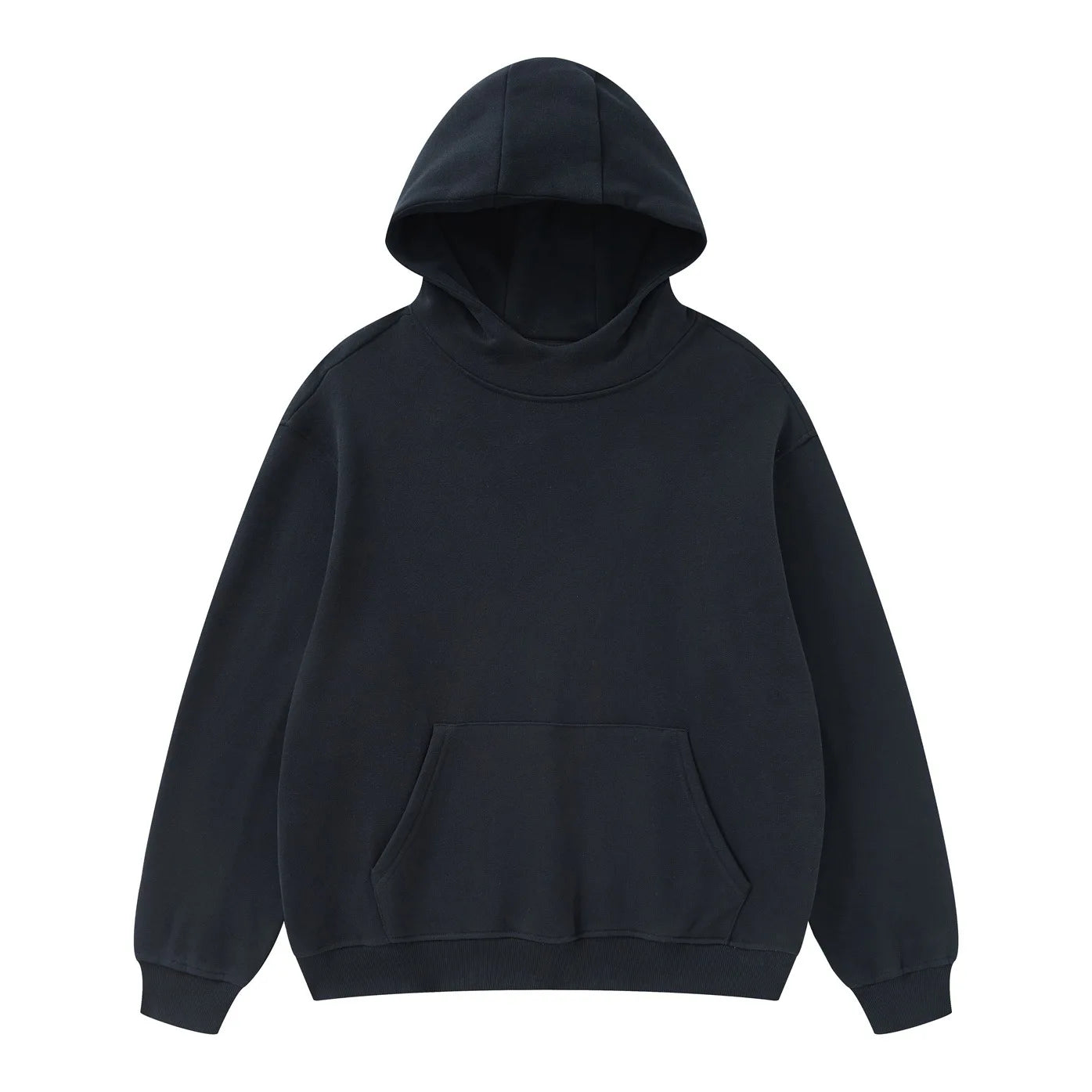 Custom Logo Embroidery Washed Vintage OEM/ODM Men's Autumn/Winter Long Solid Color Oversized Fleece Hooded Sweatshirt With Pocket