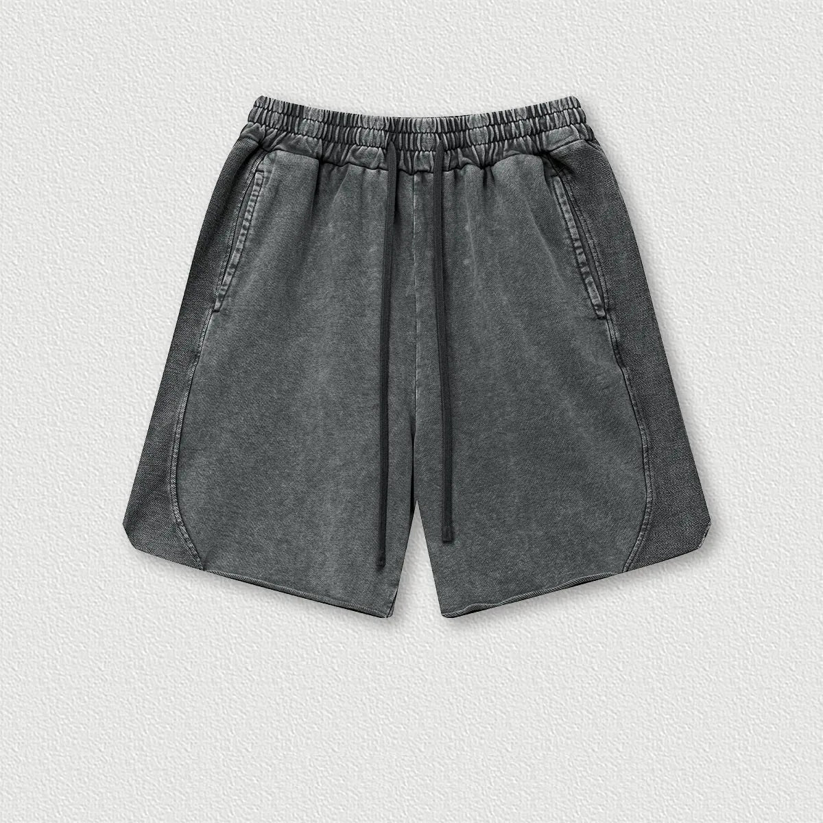 330G 100% Cotton Custom logo High Street Batik Washed Old Men's Shorts Loose Mid-Pants Men Fashion Brand Casual Shorts