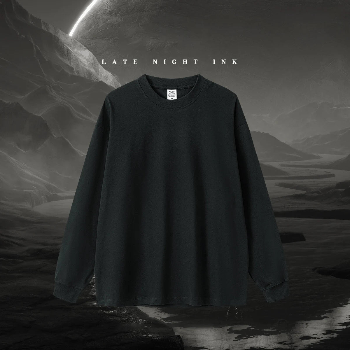 225 Grams 100% Cotton Heavy Weight Loose Fit Sports Basic 5A Antibacterial Functional Long-sleeved T-shirt for Men