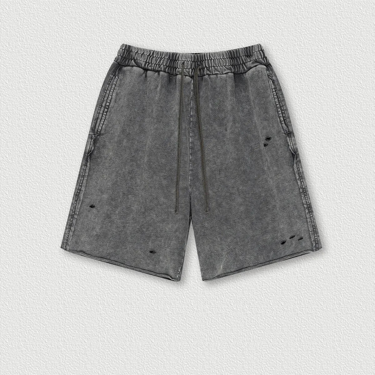 330G Custom Summer High Street Washed Batik Knee Length Shorts Men's Trendy Brand Wasteland Style Five-point Shorts