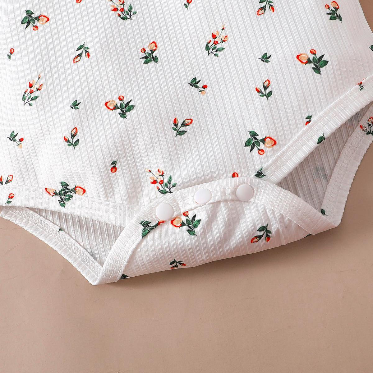 Baby Outfits For Baby Girls Small Flower Spring Long Sleeve Romper Fall Straps Suspender Skirts 2Pcs Clothes Set White GF122207003