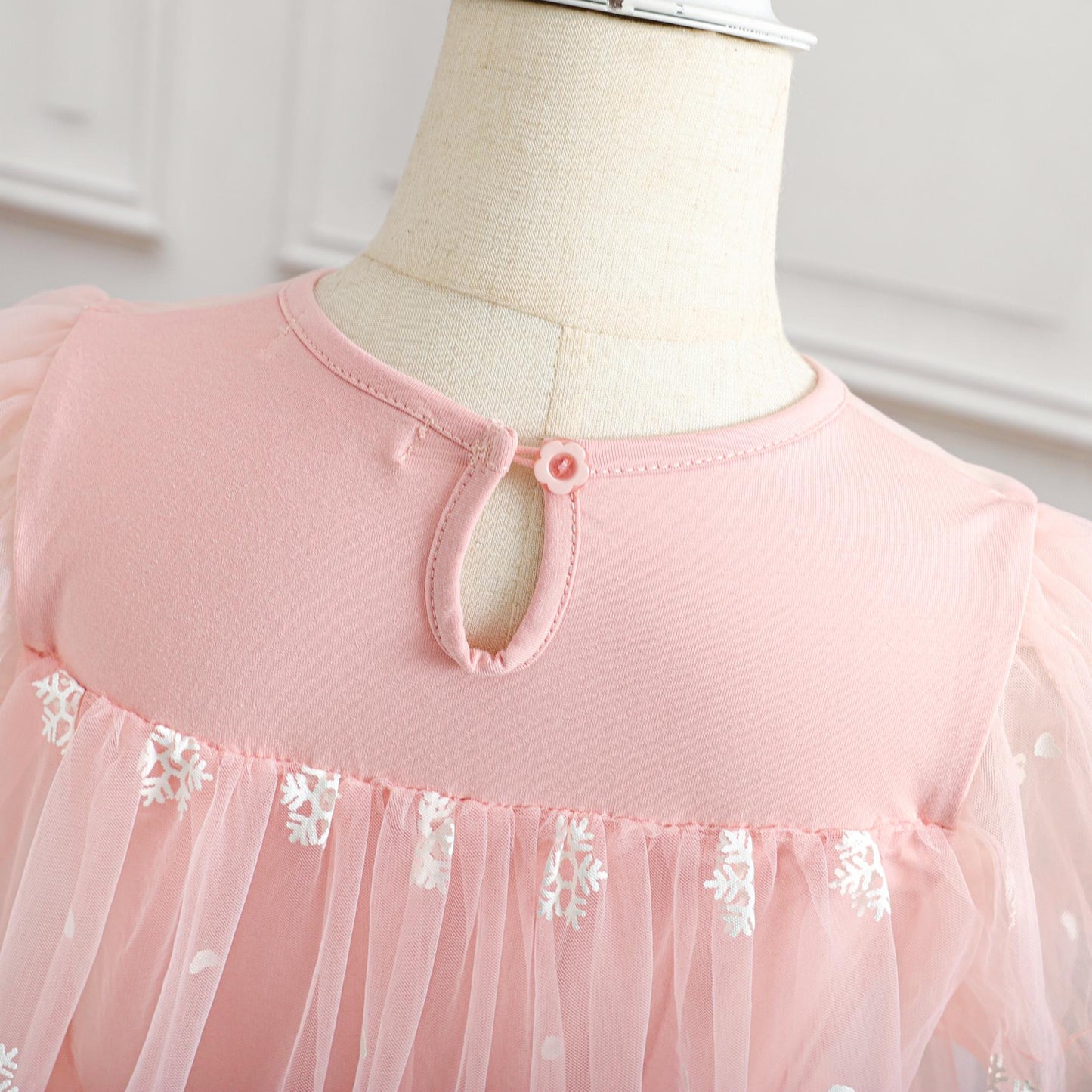 Baby Girls Princess Dress Gauze Embroidery Bow Dress One Piece Feast Dress Pink 339097