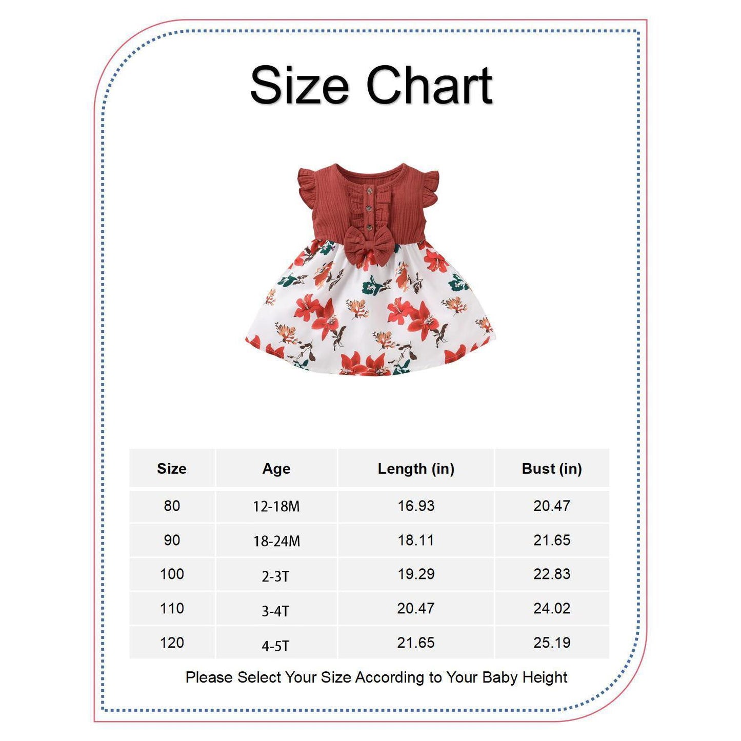 Baby Girl Dress Ruffle Short Sleeve Floral Dress Baby Girl Summer Dress Casual Dress Red SH1912622