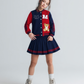 PureChapter Girls Clothes Cartoon Bear Letter Print Color Block Varsity Jacket & Striped Pleated Skirt 2 Piece Outfits for 7-14
