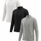 PureChapter Boys Turtleneck Shirts 3-Pack, Solid Color Mock Neck Long Sleeve Base Layer Tees for Kids 7-15Y