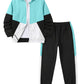 PureChapter Boys Clothing Sets Color Block Zip Up Hooded Jacket & Jogger Pants 2-Piece Tracksuit for Kids 7-14