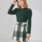 PureChapter Girls 3 Piece Outfit Set, Puff Long Sleeve Ribbed Top, Plaid Bow A-Line Skirt & Matching Beret Hat Vintage Preppy Clothes for Teen Girls 6-14 Years