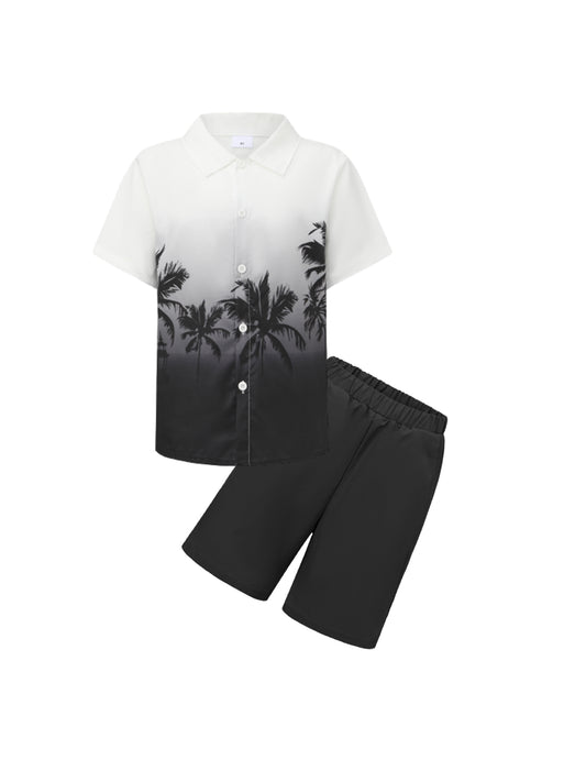 PureChapter Boys' Clothing Sets Boys Summer Outfits Hawaiian Short Sleeve Shirts Matching Shorts 2-Piece for Beach Vacation