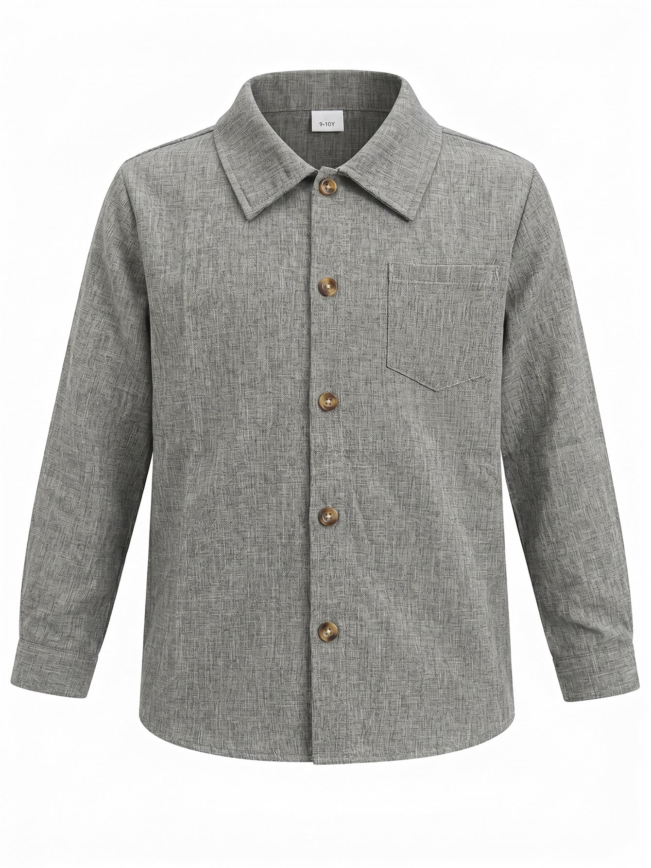 PureChapter Boys Button Down Shirt Textured Long Sleeve Collared Shirt with Chest Pocket Sizes 7-15Y