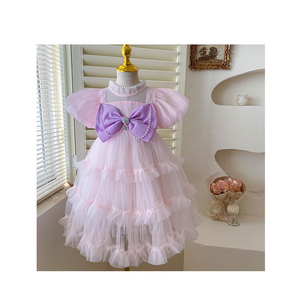 Baby Fashion Girls Princess Dress Summer Puff Sleeve Party Performance Dress Fluffy Cake Dress 23c021
