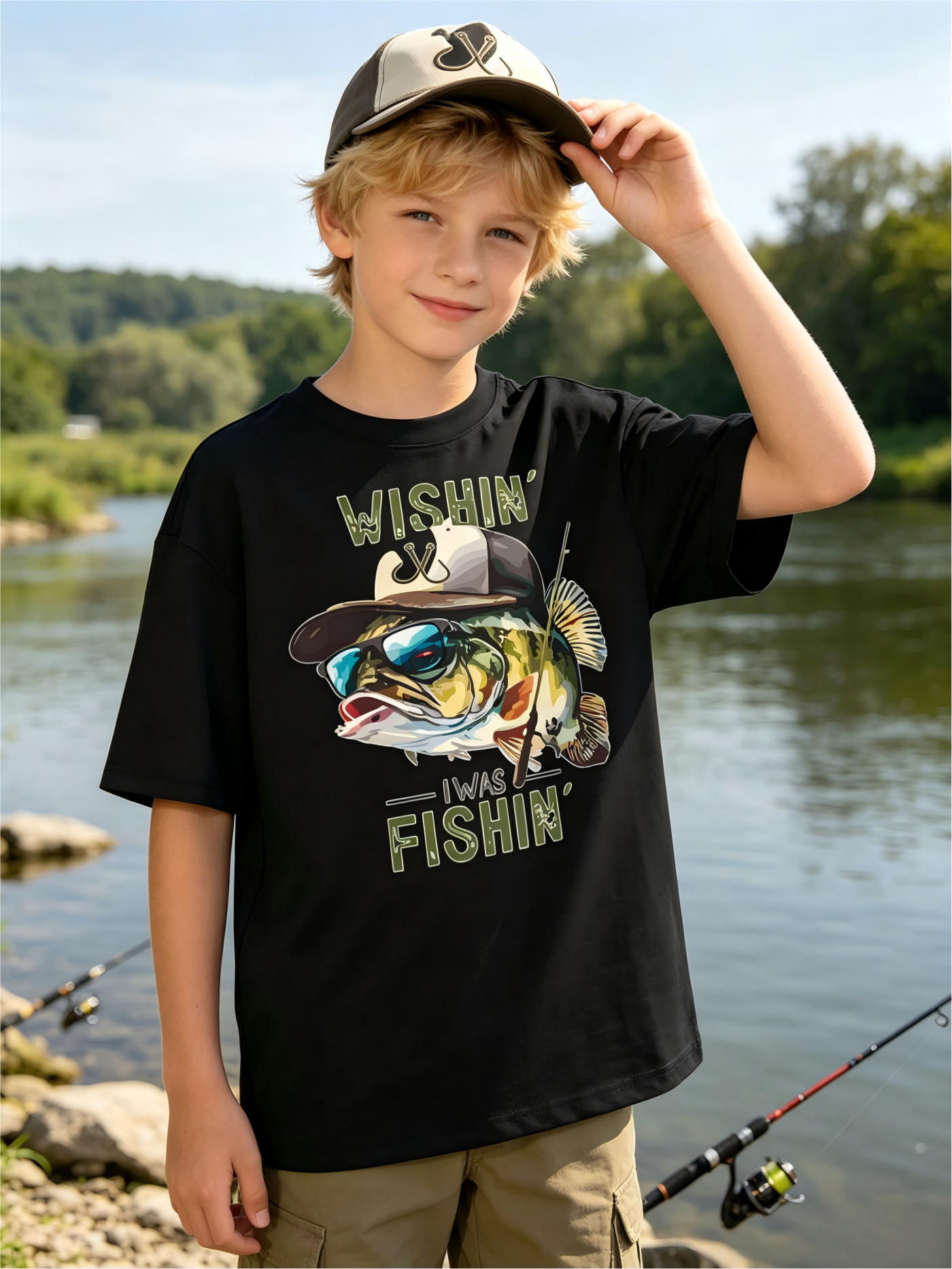 Boys T Shirts Boys Graphic Tees Short Sleeve Funny Fishing Pattern Summer Tops for 8-12 Years