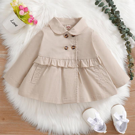 Infant Kids Girls Clothes Kids Girls Long Sleeve Lapel Coat Tops Baby Girl Fall Winter Coat Tops ApricotTT-SH-22107515