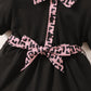 Ready Stock Kids Fashion Girls Dress Turn-down Collar Fashion Pattern Summer Dress Elastic Bow One Piece Party Dress Black 122212308