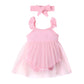 Baby Girls Outfits Straps Pure Color Gauze Romper Dress With Headband 2Pcs Clothes Set 222203159