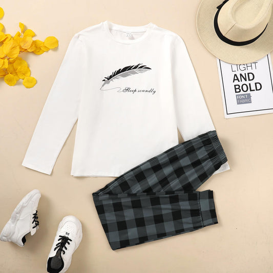 Kid Clothes Long Sleeve&Plaid Pants 2PCS JIT7778204
