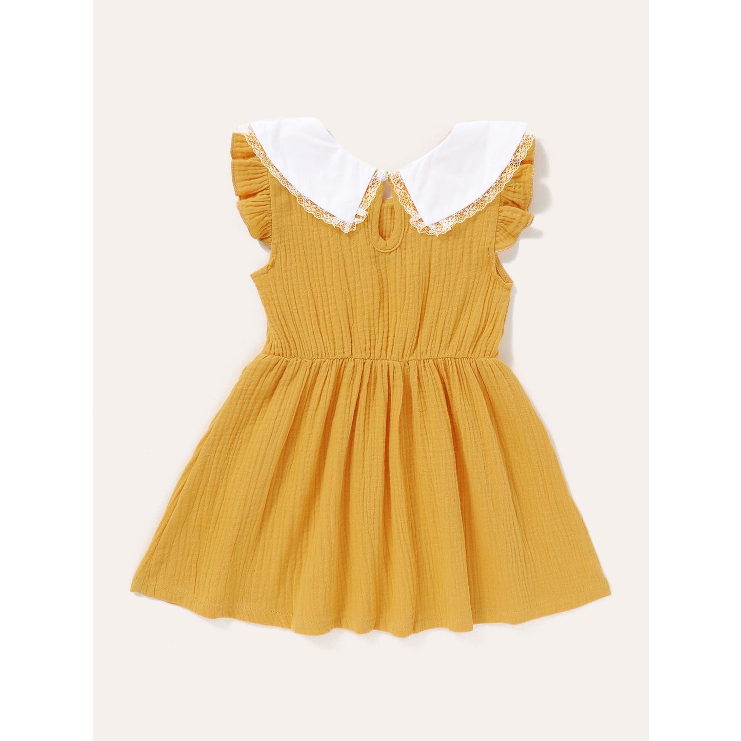 Kid fashion Girl Dress Floral Collar Sleeveless Dress Girl Summer Dress Casual Dress Yellow YC1912421
