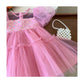 Baby Girls' Korean Princess Dress Summer Bubble Sleeves Sweet Fairy Dress PinkYN23003