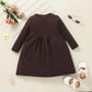 Baby Girls Dress Long Sleeve Pure Color One Piece Winter Dress SH10967