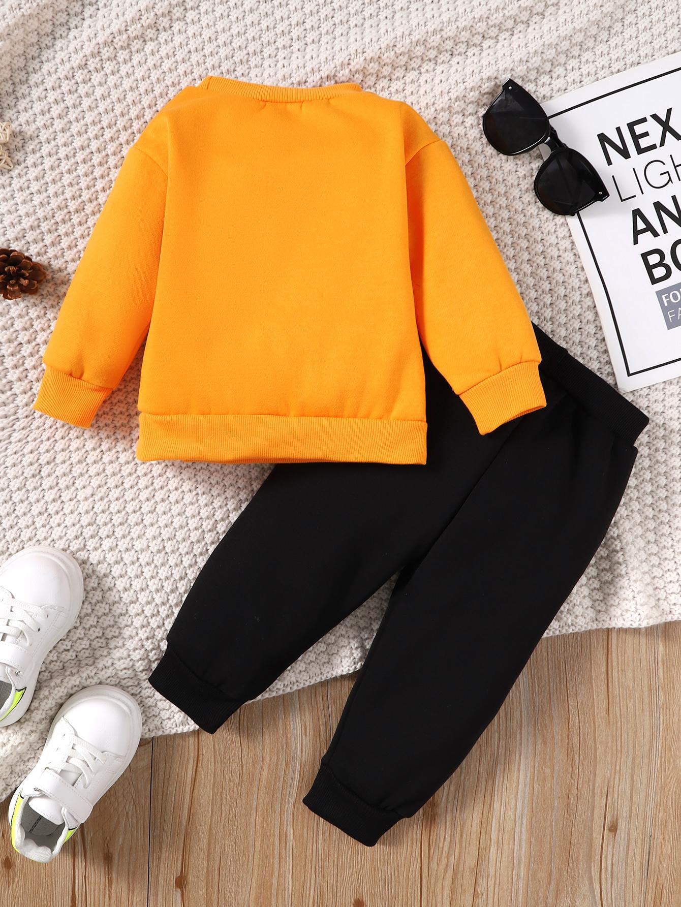 Baby Boys Outfits Cat Long Sleeve Winter Tops Elastic Pants 2Pcs Clothes Set Yellow GS112208456
