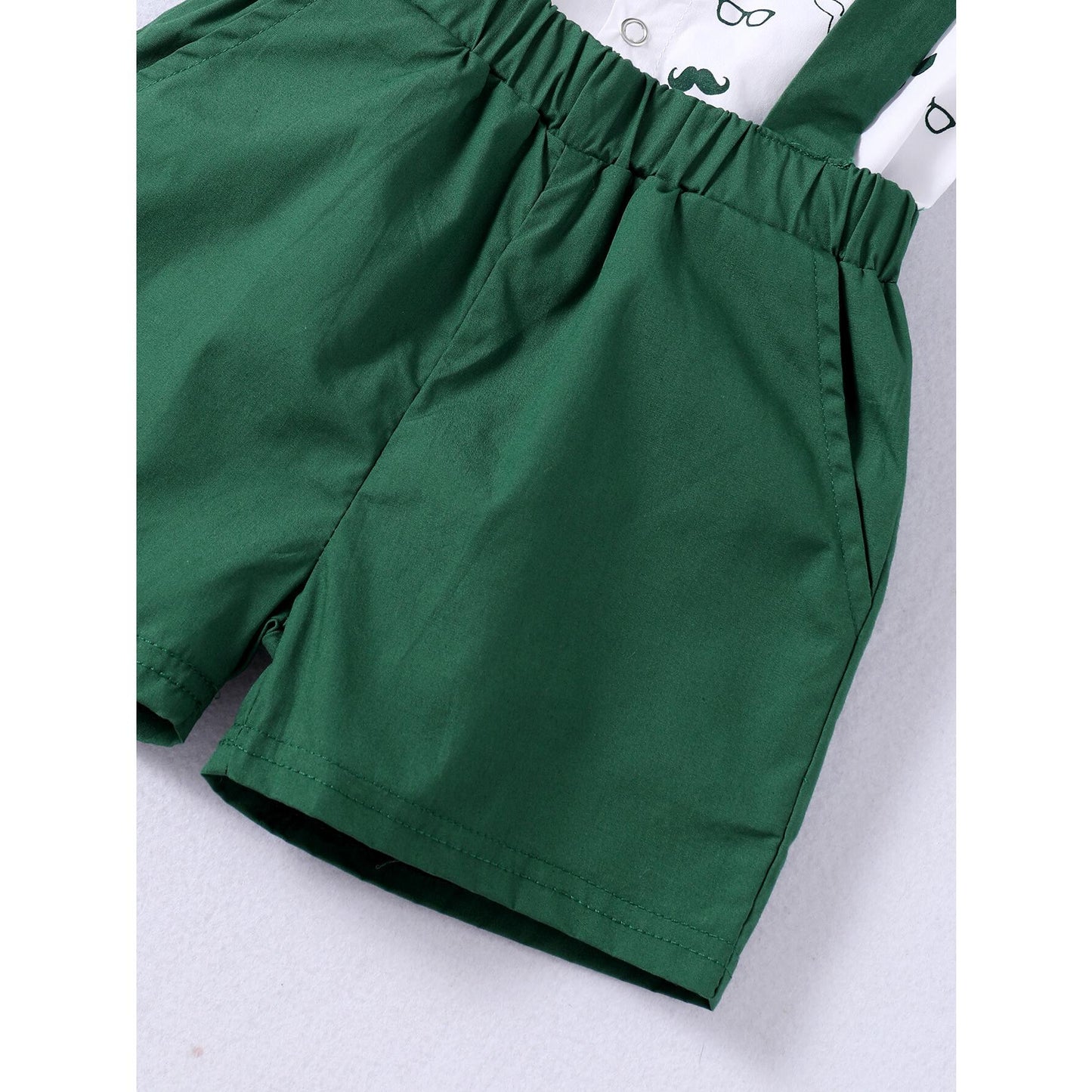 JOYSHOP Toddler Baby Boy Clothes Short Sleeve Beard Print Romper Top Shorts Overalls Set Baby Boy Summer Outfits Green 193449-3