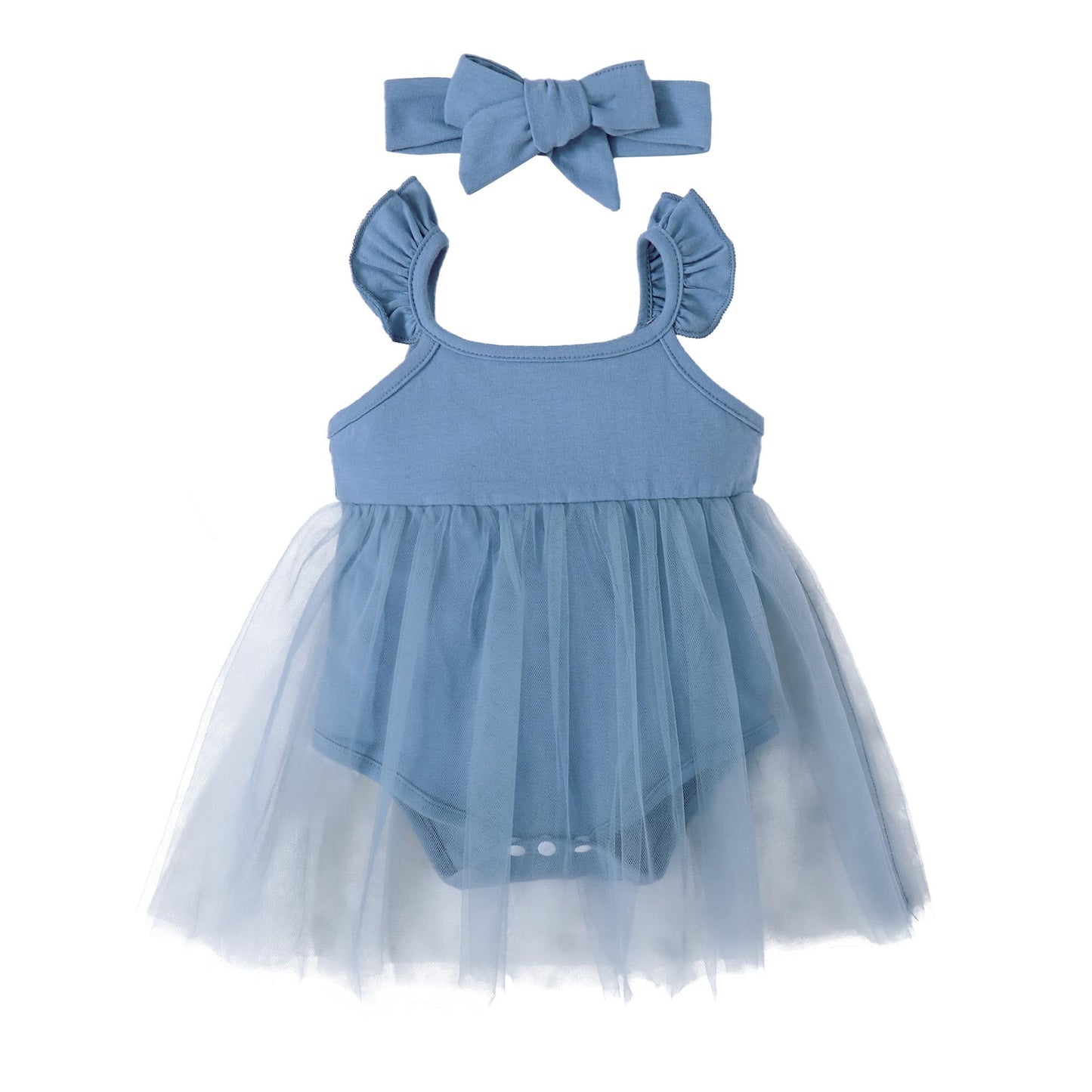 Baby Girls Outfits Straps Pure Color Gauze Romper Dress With Headband 2Pcs Clothes Set 222203159