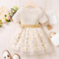 Baby Girls Dress Lotus Leaf Collar Floral Print Gauze One Piece Sun Dress Apricot J222211301