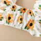 Kid fashion Girls Clothes Girls OOTD Sleeveless Sunflower Tops Shorts 2Pcs Summer Outfits Yellow 12110049