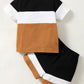 Baby Boys Outfits Letter Print Splice Shirts Shorts 2PCS Clothes Set Black SH-303-3