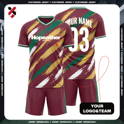 2026 World Cup Custom Maroon Football Jersey Kit | Brushstroke Pattern, Name & Number