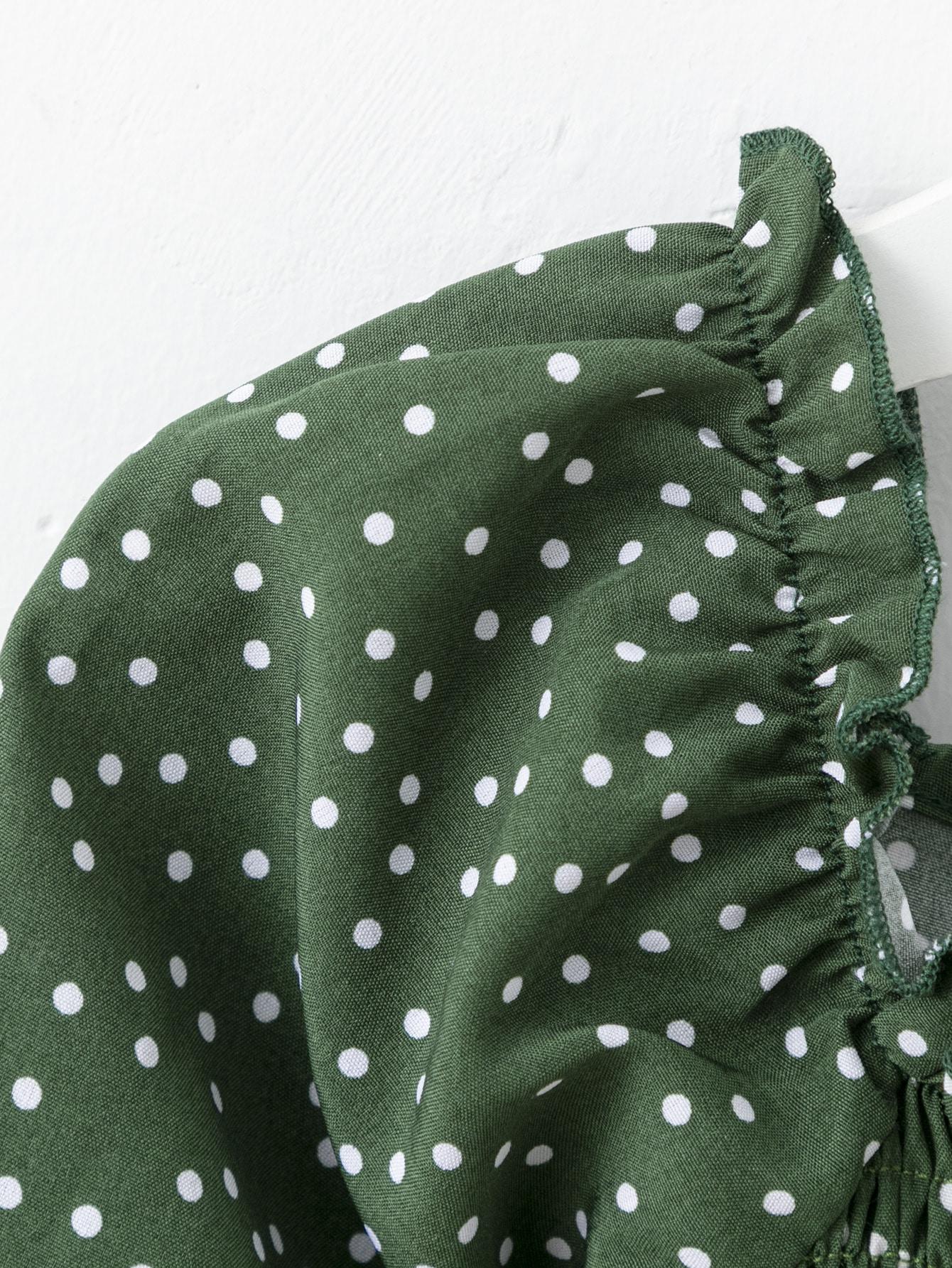 Jumpsuit For Baby Girls Bubble Sleeve Wave Point One Piece Green Little Girls ZX-221Y057