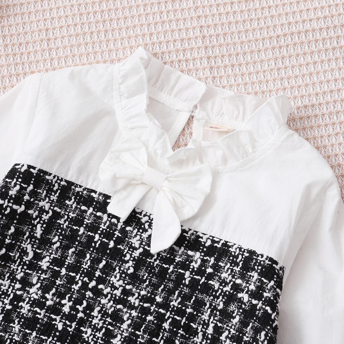 Infant Girls Dress Stand-up Collar Splice Dress 1PCS Fall Winter Dress,White YC1910327