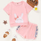 Toddler Baby Girl Clothes Baby Girls Summer Outfits Girls Short Sleeve Cute Rabbits Print Top Shorts Set Pink WL2005796