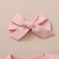 Baby Girls Outfits Rib Summer Gauze Dress With Headband Pink 12101161-1
