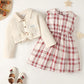 Outfits For Baby Girls Turn-down Collar Coat Plaid Sleeveless Dress 2Pcs Clothes Set 222206312-3