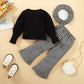 Baby Girls Outfits  Heart Houndstooth Long Sleeve Pants 2Pcs Clothes Set Black 122208604