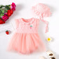 Kid Fashion Ready Stock Plaid Summer Sleeveless Splice Gauze Romper Dress With Hat 2Pcs ZX-ZB032