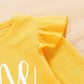 Kids fashion Girls Clothes One Long Sleeve For Winter Bodysuit With Headband 2pcs set Yellow YC2007547-1