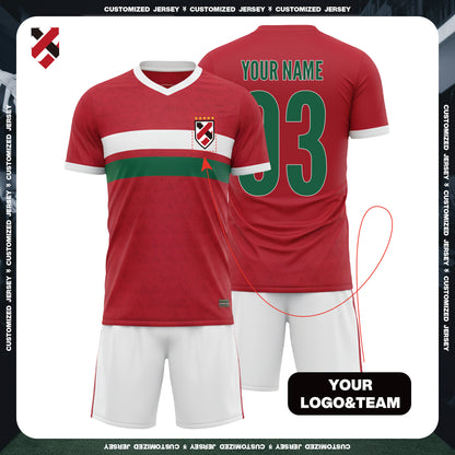 World Cup Custom Red & White Football Jersey Kit | Personalized Name, Number, Logo