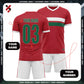 World Cup Custom Red & White Football Jersey Kit | Personalized Name, Number, Logo
