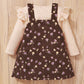 Baby Girls Outfits Pure Color Winter Romper Straps Suspender Skirts 2Pcs Clothes Set Apricot BL22109322
