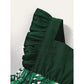 Kids Fashion Girl Dress Ruffle Sleeve Dress Infant Girl Dress Summer Dress  Green WL2003347