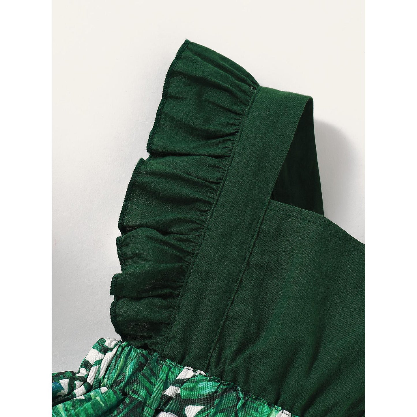 Kids Fashion Girl Dress Ruffle Sleeve Dress Infant Girl Dress Summer Dress  Green WL2003347