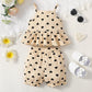 Kids fashion Girls Outfits Summer Straps Heart Print Tops Shorts 2Pcs OOTD Apricot 12110056
