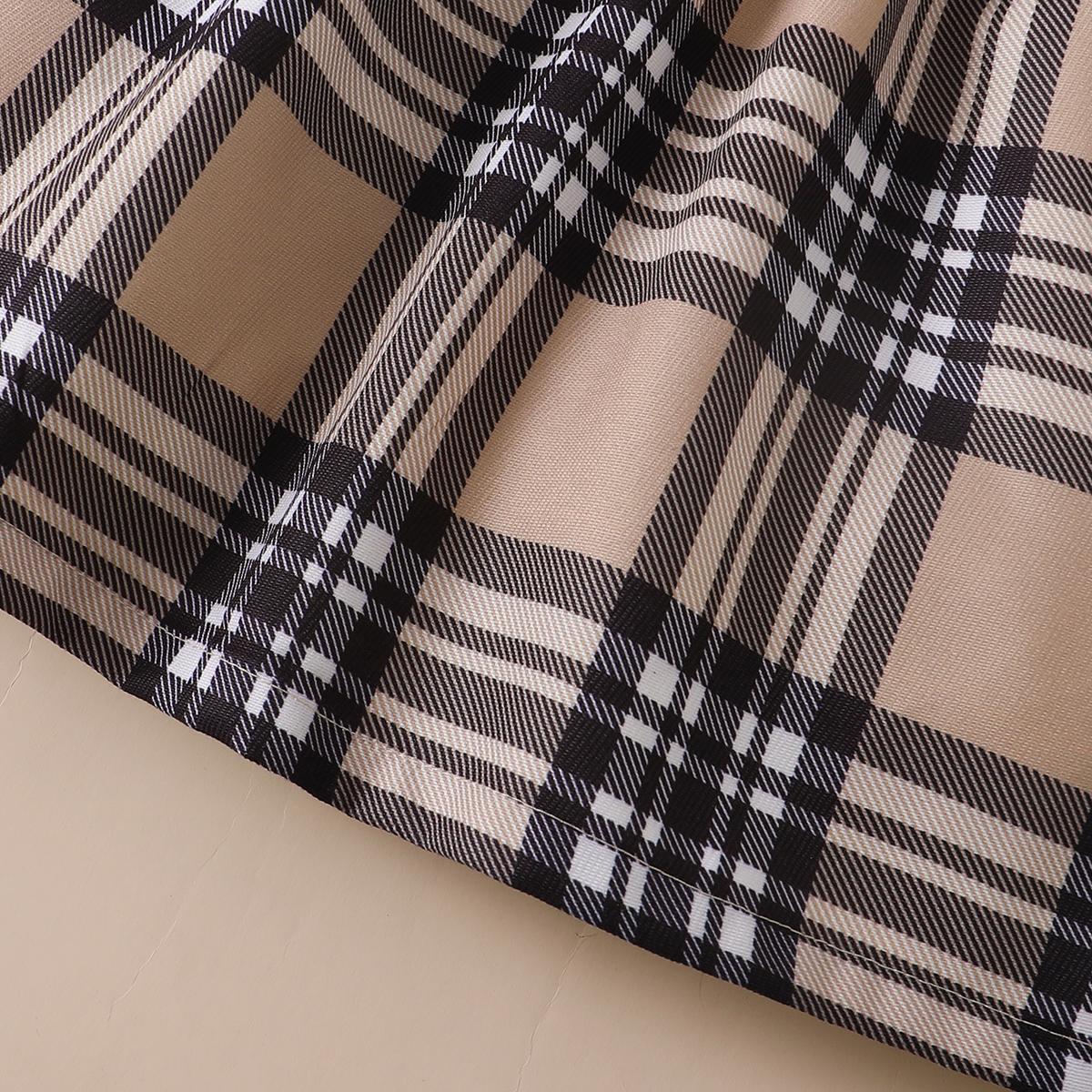 Kids Fashion Girls Dress Barbary Style Fake Two Pieces Plaid Ruffle One Piece Party Dress White 122210302