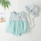 Kid Fashion Ready Stock Plaid Summer Sleeveless Splice Gauze Romper Dress With Hat 2Pcs ZX-ZB032