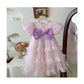 Baby Fashion Girls Princess Dress Summer Puff Sleeve Party Performance Dress Fluffy Cake Dress 23c021